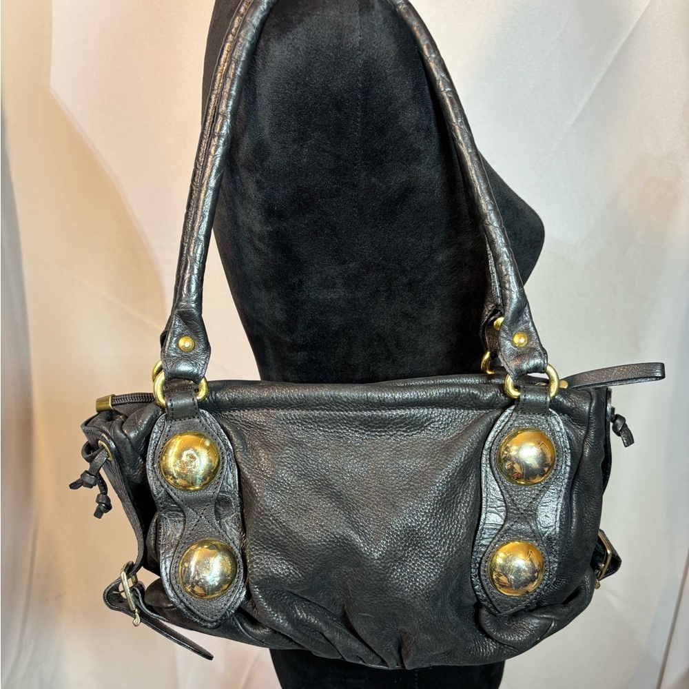 GILDA TONELLI Made in ITALY Black Leather Shoulder Bag